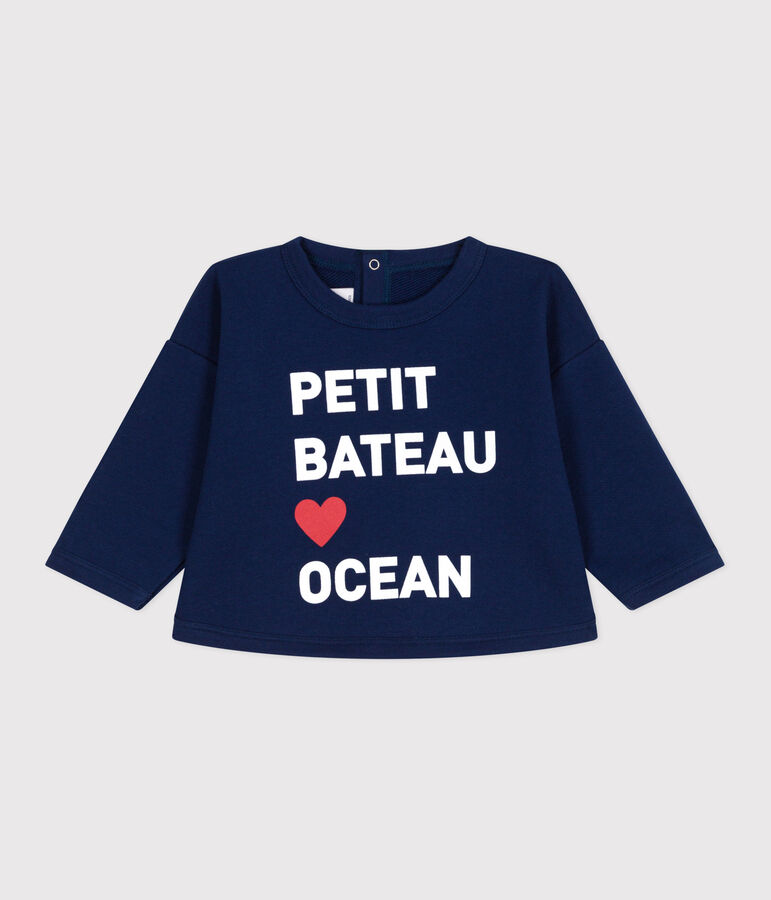 Sweat b&eacute;b&eacute; en coton, uni bleu MEDIEVAL