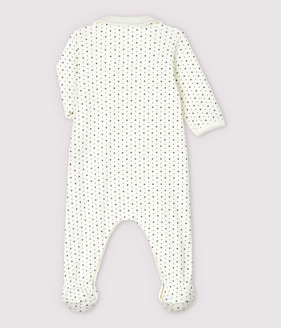 Dors-bien à col à petites étoiles bébé en coton biologique blanc MARSHMALLOW/gris TEMPETE