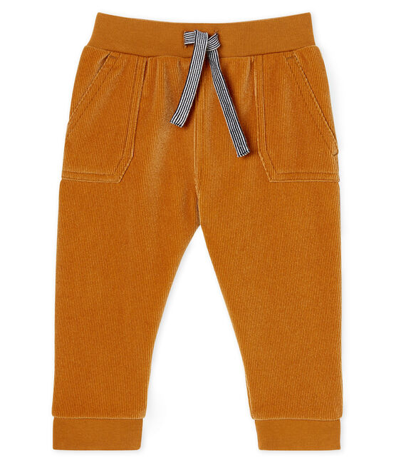 Pantalon Bebe Garcon En Maille Velours Cotele Cuivre Petit Bateau