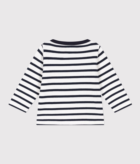 Marinière en jersey épais bébé blanc MARSHMALLOW/bleu SMOKING