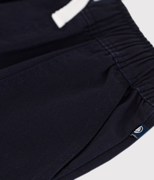 Short en twill de coton et lin enfant bleu marine