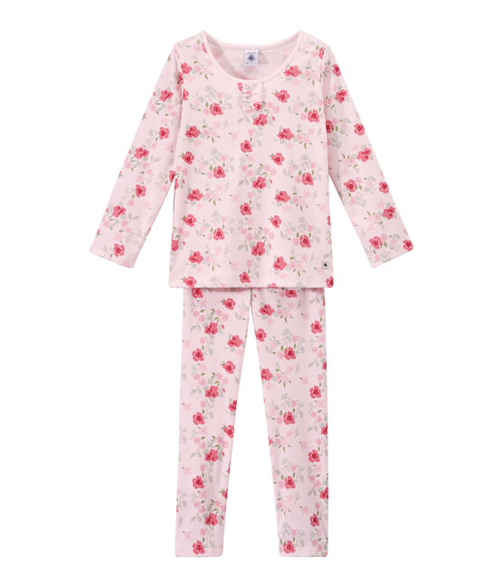 Pyjama fille imprimé fleurs rose VIENNE/blanc MULTICO