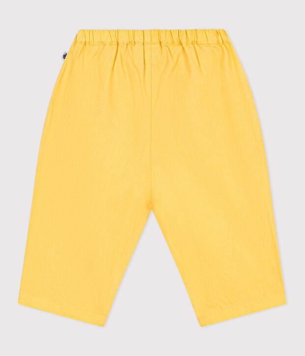 Pantalon b&eacute;b&eacute; en coton/lin, uni jaune