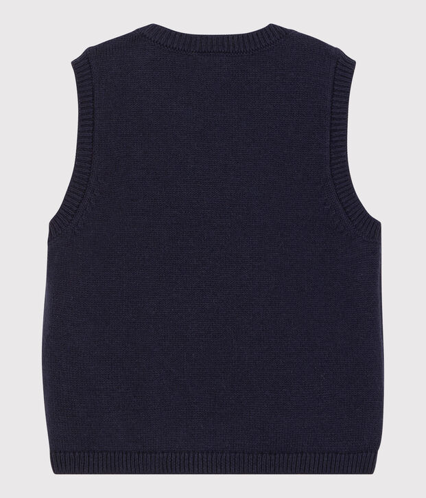 Pull laine et coton b&eacute;b&eacute; bleu marine