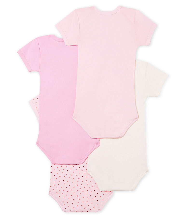Lot de 4 bodies manches courtes b&eacute;b&eacute; fille multicouleur