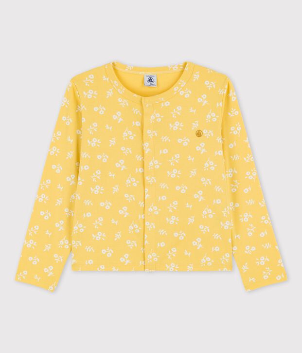 Cardigan imprim&eacute; en coton enfant fille jaune/blanc