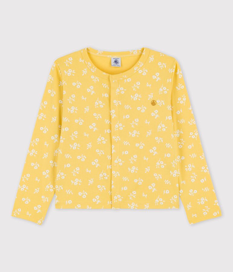 Cardigan imprim&eacute; en coton enfant fille jaune/blanc