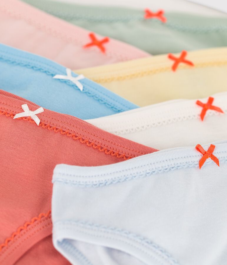 Lot de 7 culottes unies petite fille en coton biologique multicouleur