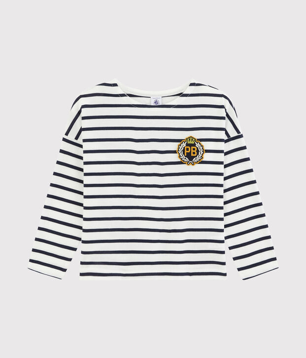 Tee-shirt enfant garcon blanc/bleu