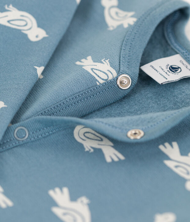 Dors-bien b&eacute;b&eacute; en molleton bleu/&eacute;cru