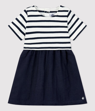 PETIT BATEAU - Robe bi-matière en gaze de coton et jersey épais bio bébé