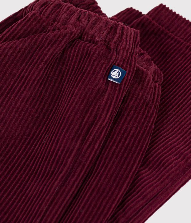 Pantalon b&eacute;b&eacute; en velours uni bordeaux