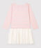Robe manches longues coton et tulle enfant fille rose MINOIS/ MARSHMALLOW ARGENT BRILLANT
