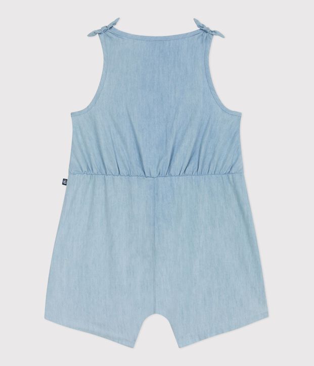 Combinaison courte b&eacute;b&eacute; en chambray bleu