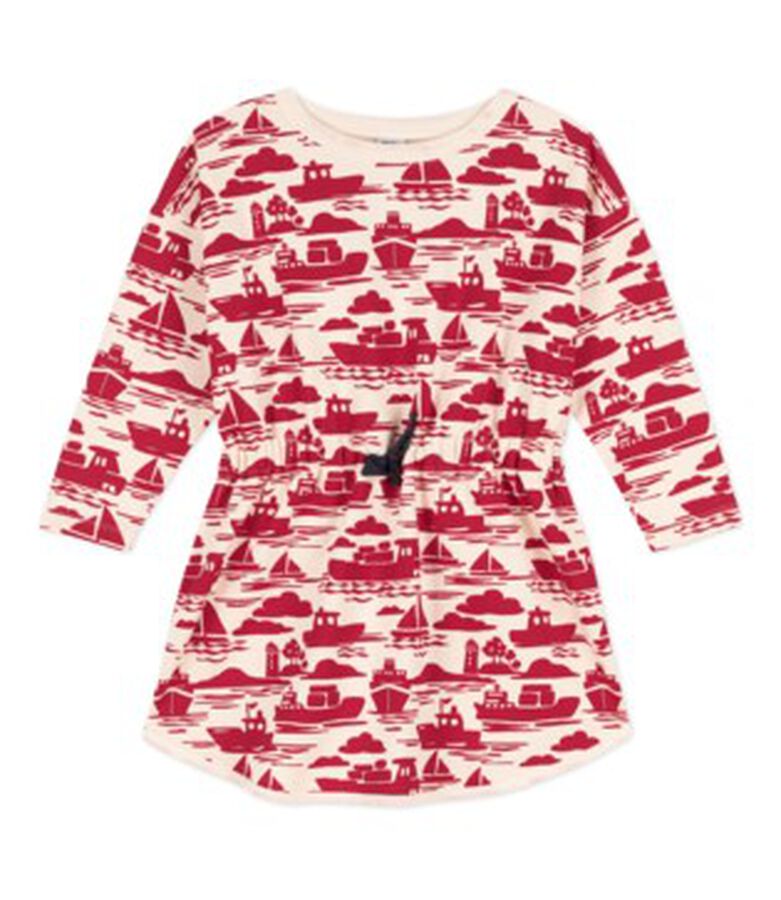 Robe manches longues molleton imprim&eacute; enfant fille rouge AVALANCHE/ ROUGE