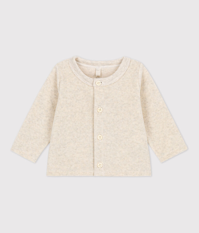Cardigan en velours b&eacute;b&eacute; en coton beige MONTELIMAR CHINE