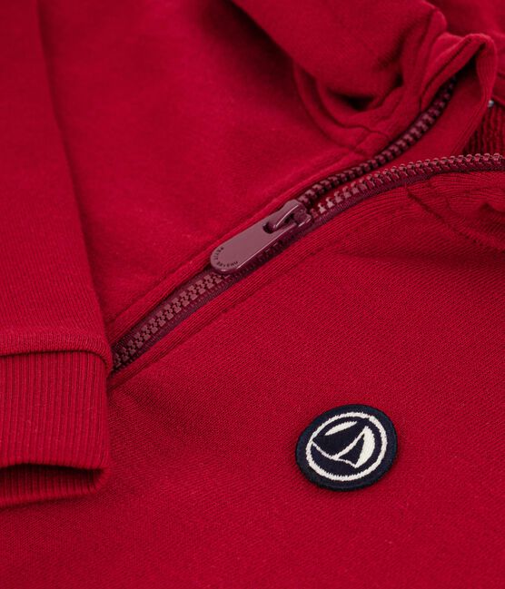 Sweatshirt zippé enfant en coton uni AMARANTE