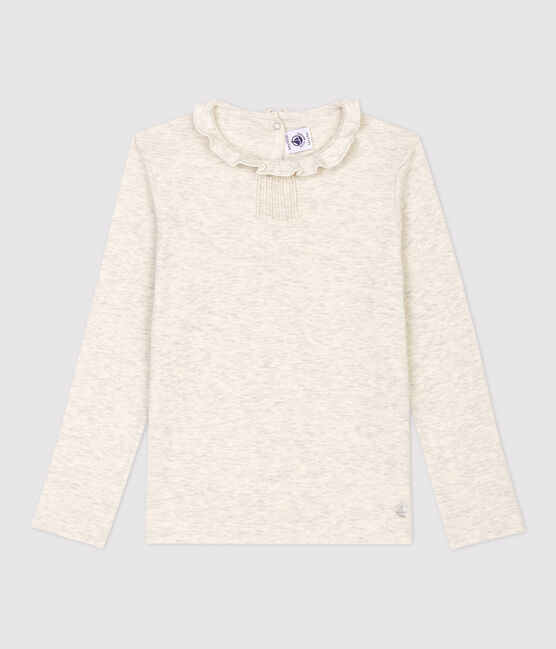 Tee-shirt manches longues en coton enfant fille beige MONTELIMAR CHINE