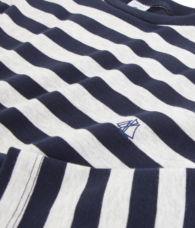 Tee shirt manches longues enfant gar&ccedil;on bleu/gris