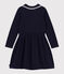 Robe enfant manches longues en coton bleu SMOKING