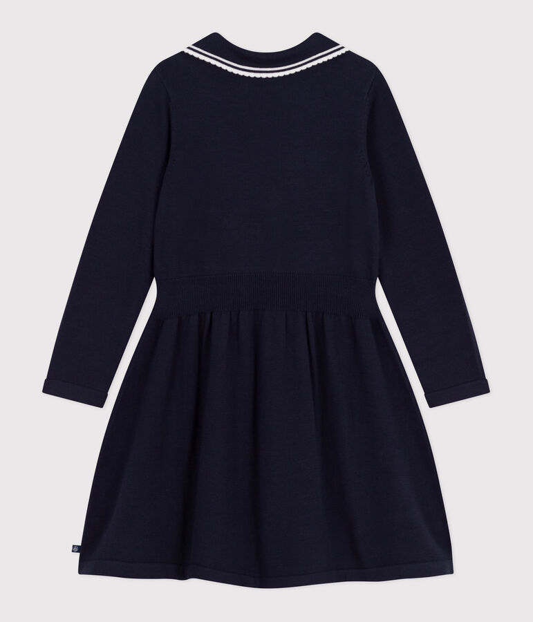 Robe enfant manches longues en coton bleu SMOKING