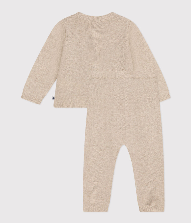 Ensemble en tricot jacquard b&eacute;b&eacute; beige MONTELIMAR/blanc MULTICO