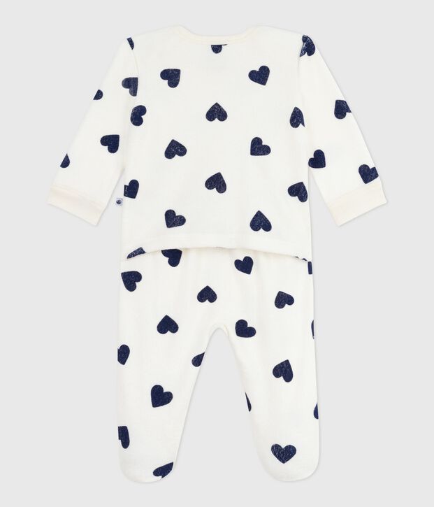 Pyjama b&eacute;b&eacute; en coton ouverture sans pression imprim&eacute; c&oelig;ur bleu/bleu