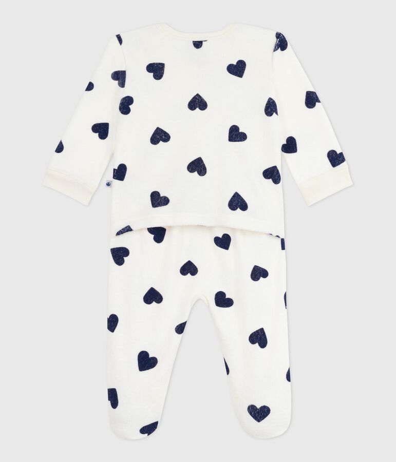 Pyjama b&eacute;b&eacute; en coton ouverture sans pression imprim&eacute; c&oelig;ur bleu MILK/ SOIR
