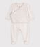 Ensemble b&eacute;b&eacute; en coton brod&eacute; poitrine uni beige chin&eacute;