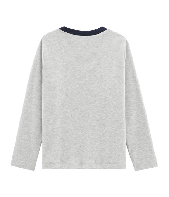 Tee-shirtsérigraphié manches longues enfant garçon gris BELUGA CHINE
