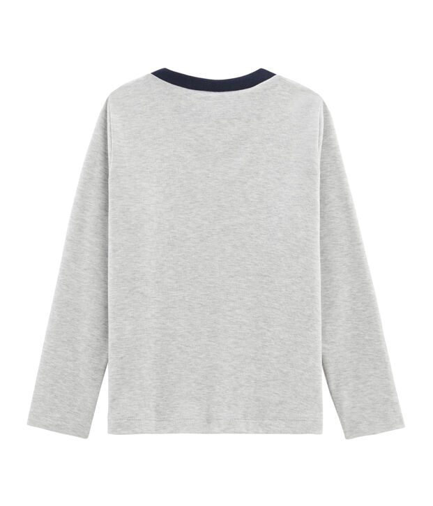 Tee-shirts&eacute;rigraphi&eacute; manches longues enfant gar&ccedil;on gris