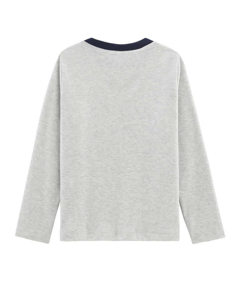 Tee-shirts&eacute;rigraphi&eacute; manches longues enfant gar&ccedil;on gris BELUGA CHINE