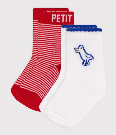2 paires de chaussettes b&eacute;b&eacute; en coton mouettes et rayures