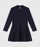 Robe manches longues bi-matière enfant fille bleu SMOKING
