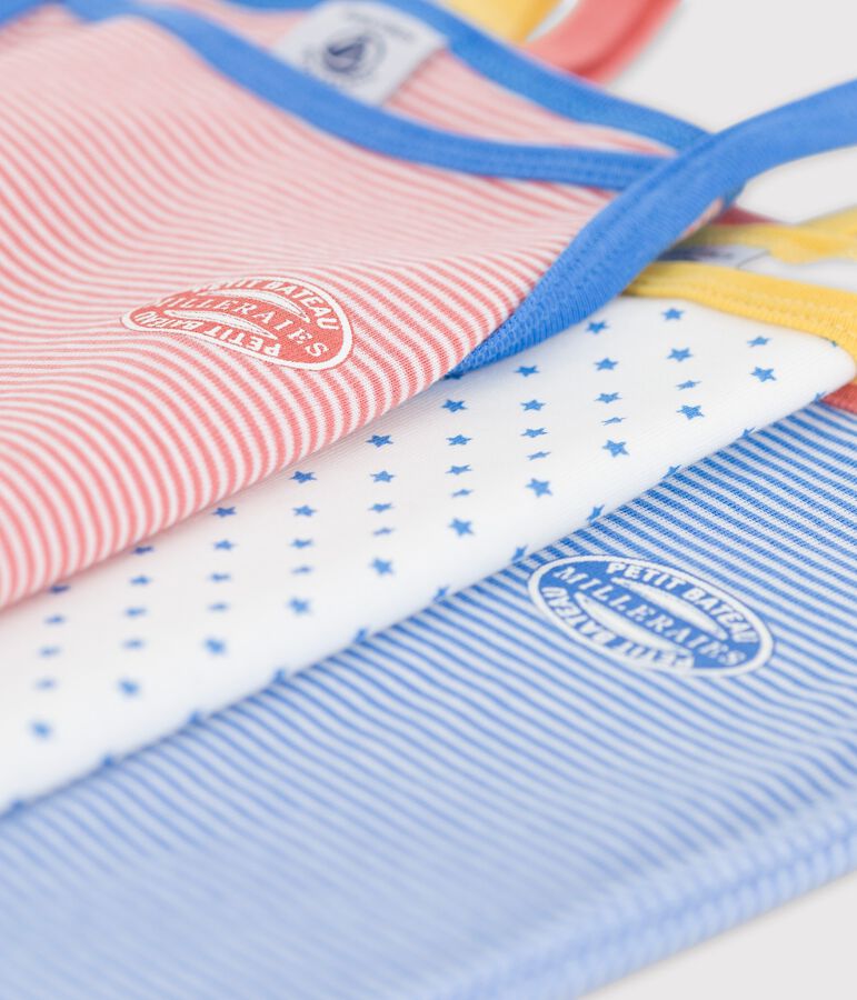 Lot de 3 chemises &agrave; bretelles milleraies petite fille en coton biologique multicouleur