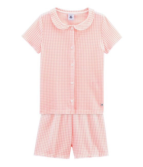 Pyjacourt petite fille en côte blanc MARSHMALLOW/rose ROSAKO