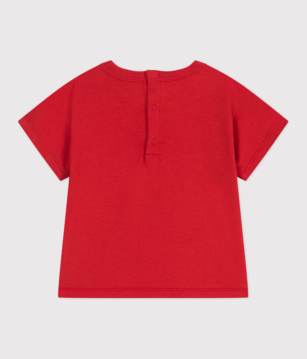 T-shirt b&eacute;b&eacute; en coton &agrave; manches courtes uni rouge