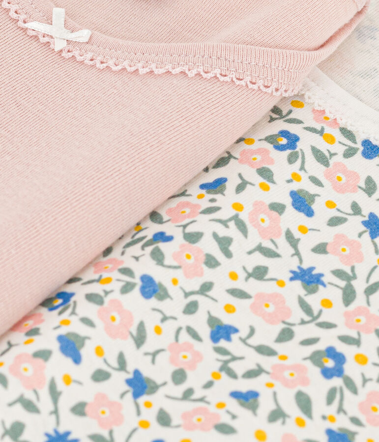 Lot de 2 tee shirts manches courtes fleurs en coton petite fille multicouleur