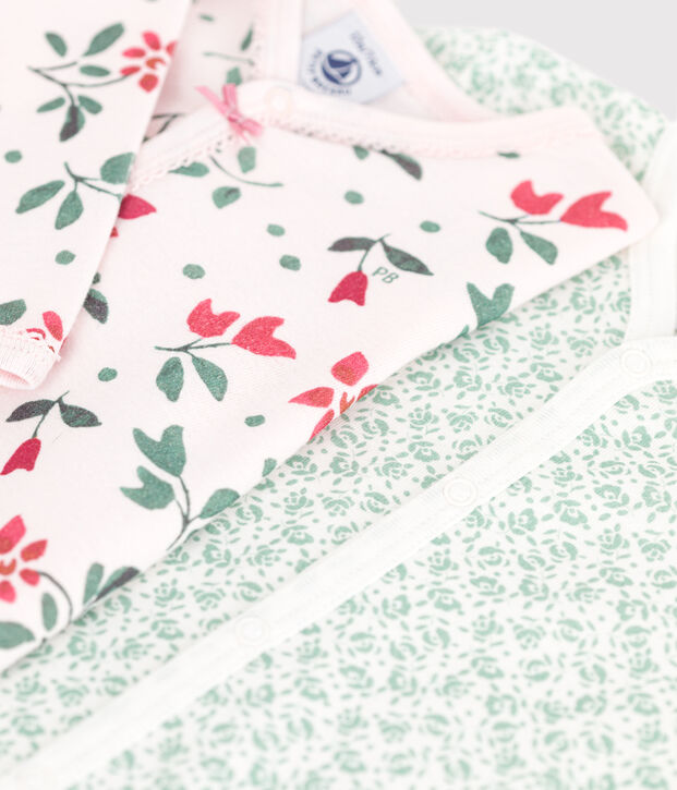 Lot de 2 pyjamas b&eacute;b&eacute; en coton fleuris multicouleur