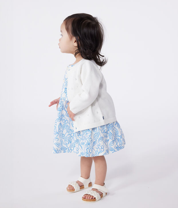 Cardigan b&eacute;b&eacute; en coton point fantaisie blanc
