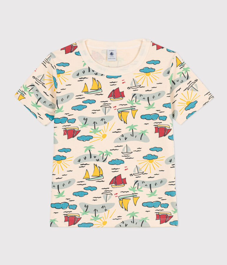 Tee-shirt imprim&eacute; manches courtes enfant gar&ccedil;on blanc AVALANCHE/ MULTICO