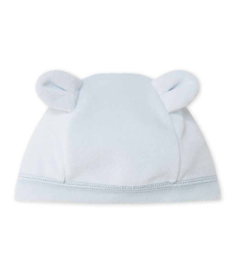 Bonnet de naissance b&eacute;b&eacute; mixte en velours bleu FRAICHEUR