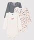 Lot de 3 bodies manches longues Paris bébé fille en coton biologique