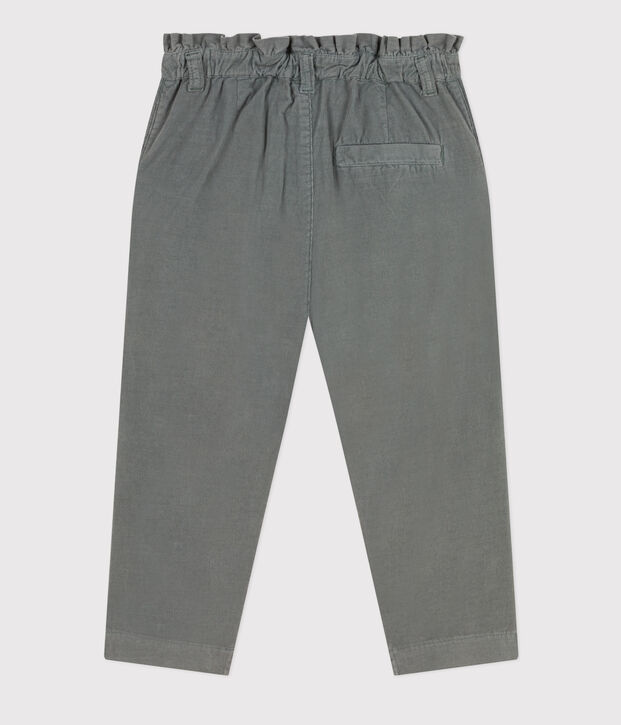 Pantalon droit en velours fin enfant fille vert