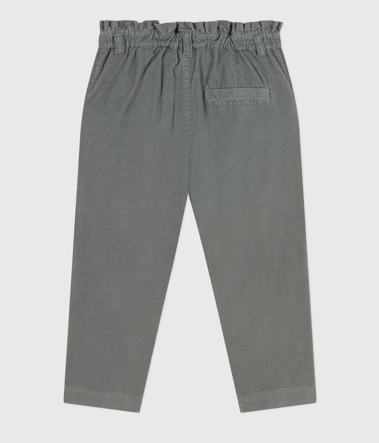 Pantalon droit en velours fin enfant fille vert THUYA