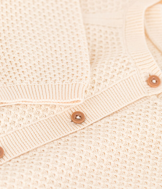 Cardigan en coton enfant fille &eacute;cru