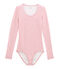 Body coton et laine pour femme rose CHEEK/blanc MARSHMALLOW