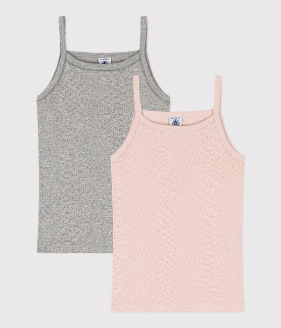 Lot de 2 chemises à bretelles en coton ajouré petite fille variante 1
