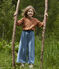 Pantalon large en velours fin enfant fille bleu POLOCHON
