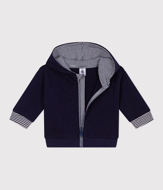 Sweatshirt à capuche bébé en coton détails rayés bleu SOIR